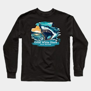 Great White Shark - WILD NATURE - GREAT WHITE SHARK -9 Long Sleeve T-Shirt